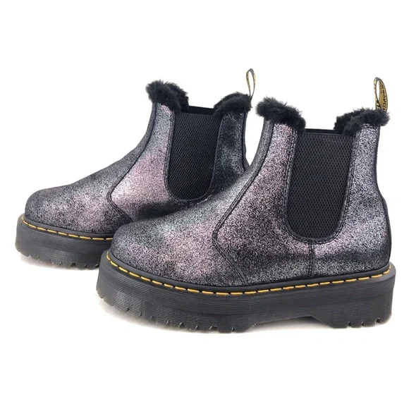 Martens 2976 Quad Platform Fur Lined Chelsea Boots 11